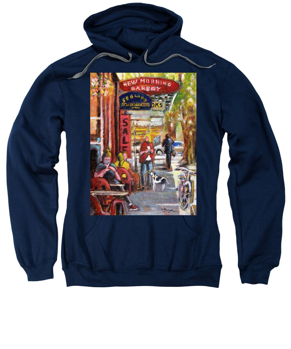 New Morning Bakery Sweatshirt featuring the painting New Morning Bakery #1 by Mike Bergen