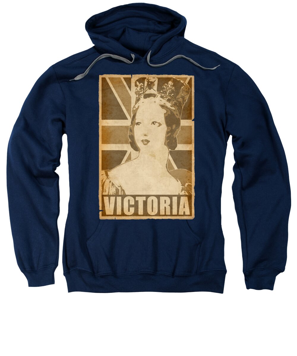 Victoria Sweatshirt featuring the digital art Victoria Queen Of England Uinon Jack by Filip Schpindel