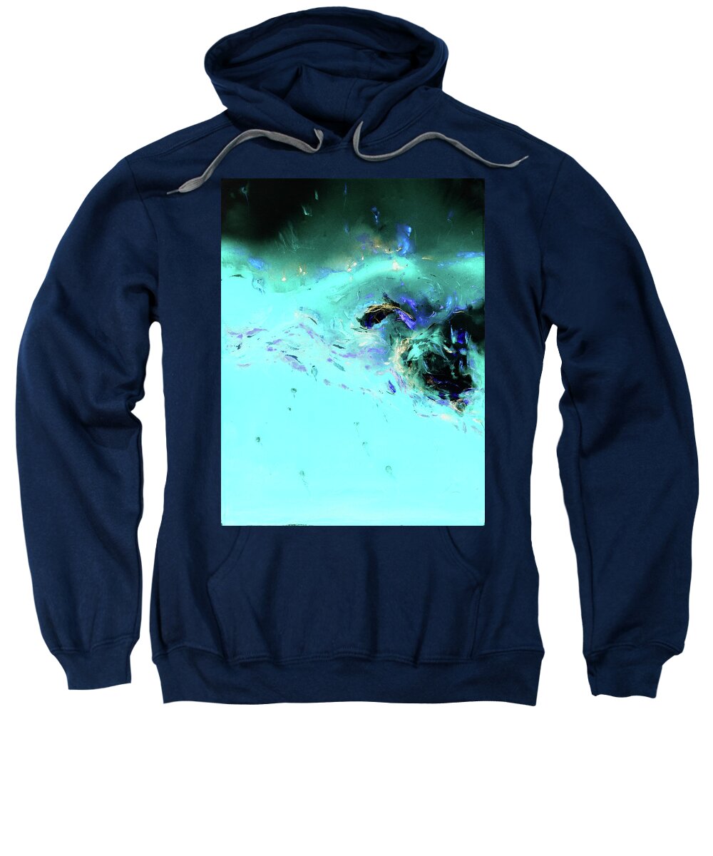  Sweatshirt featuring the painting 'Red wave or now I see it now I don't'-inversion-1 by Petra Rau