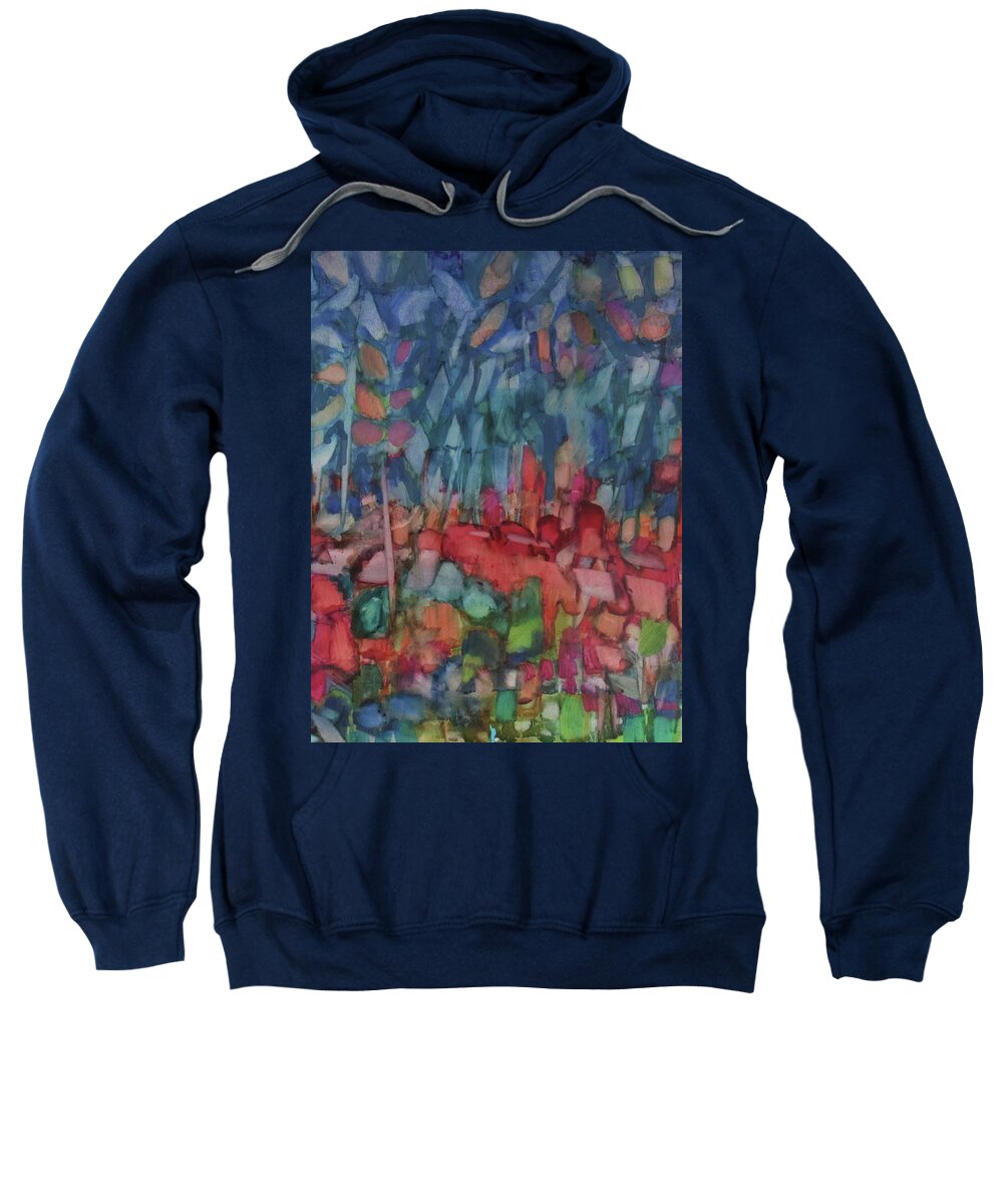 Alcohol Ink Abstract Sweatshirt featuring the painting Blue Forest #2 by Jean Batzell Fitzgerald