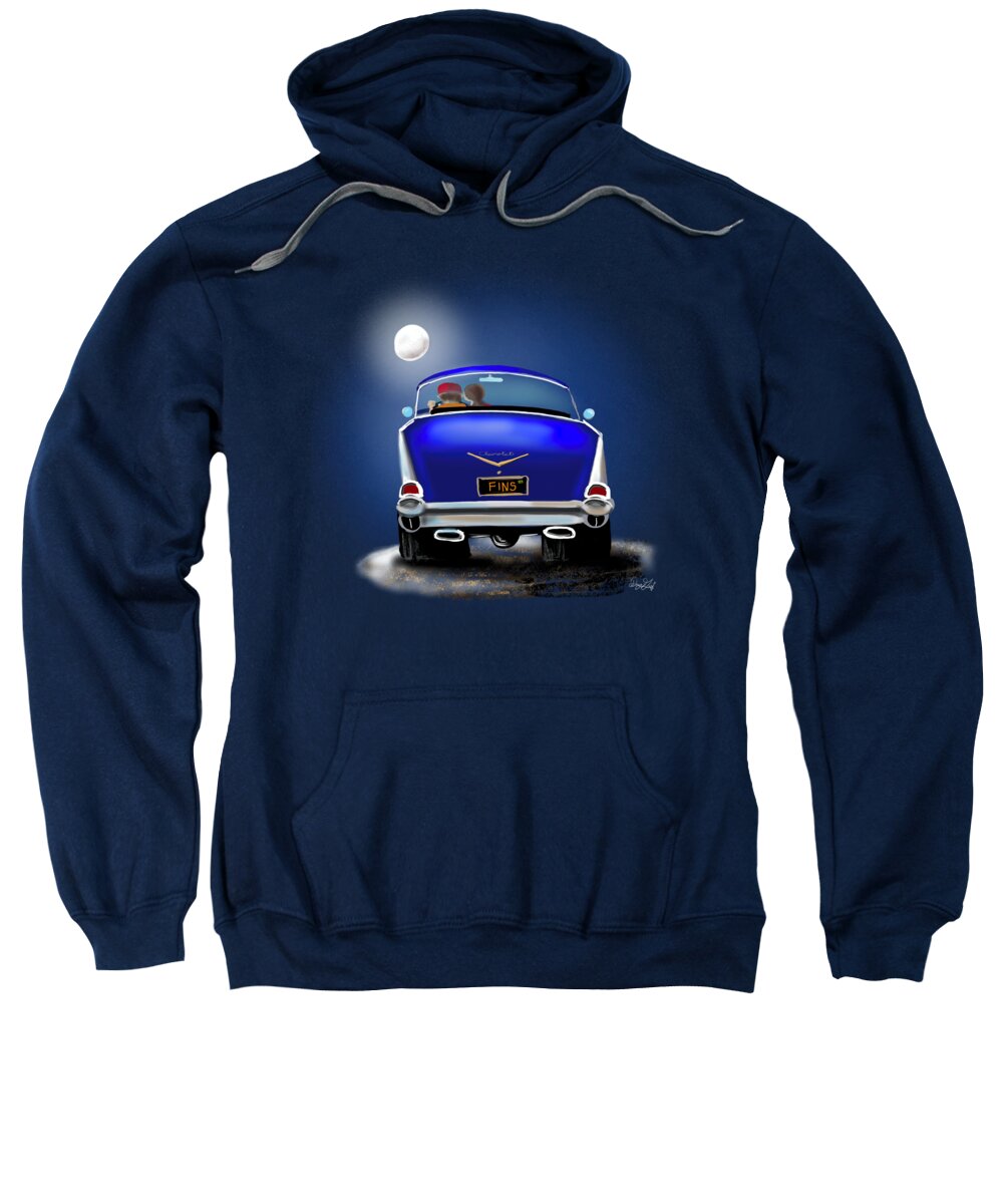 55 Sweatshirt featuring the digital art 57 Bel Air Watching the Moon Set by Doug Gist