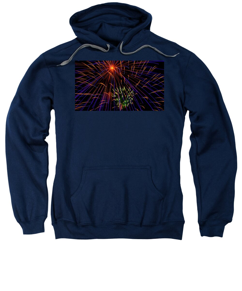 Fireworks In Romeoville Sweatshirt featuring the photograph Fireworks in Romeoville, Illinois #9 by David Morehead
