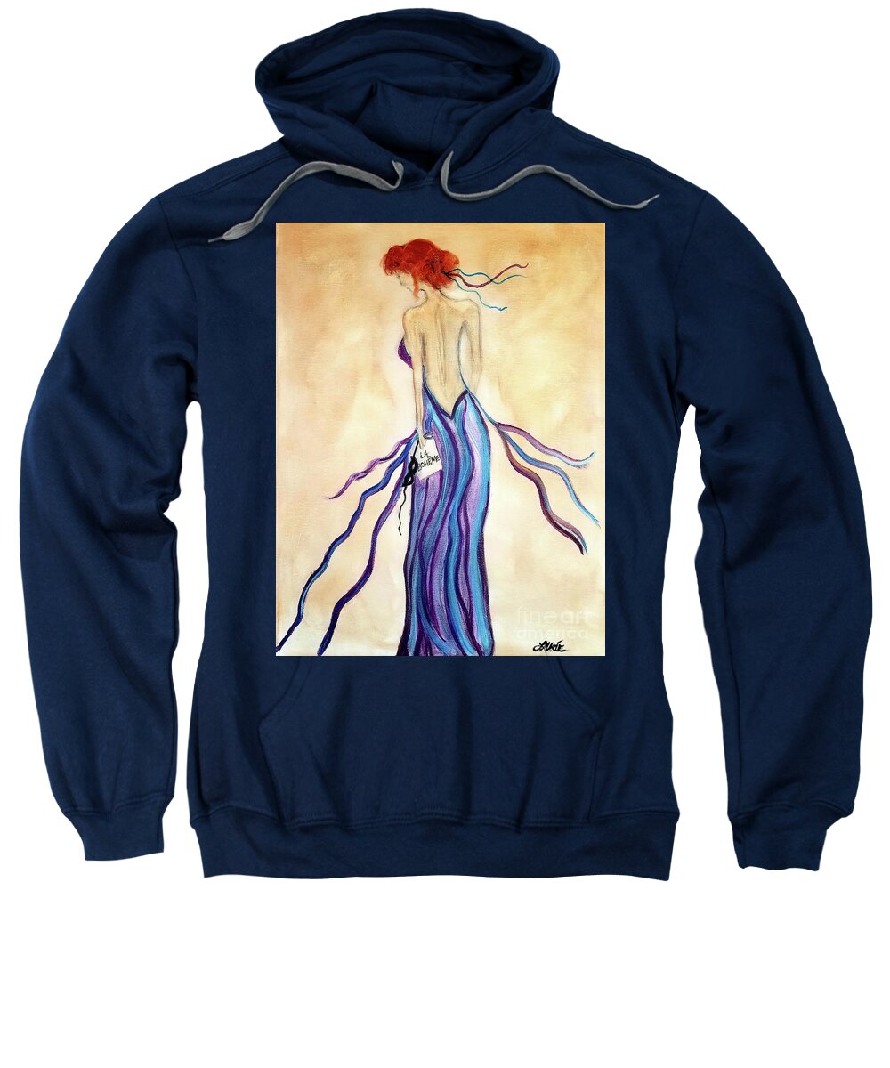 Mask Sweatshirt featuring the painting After the Opera by Artist Linda Marie