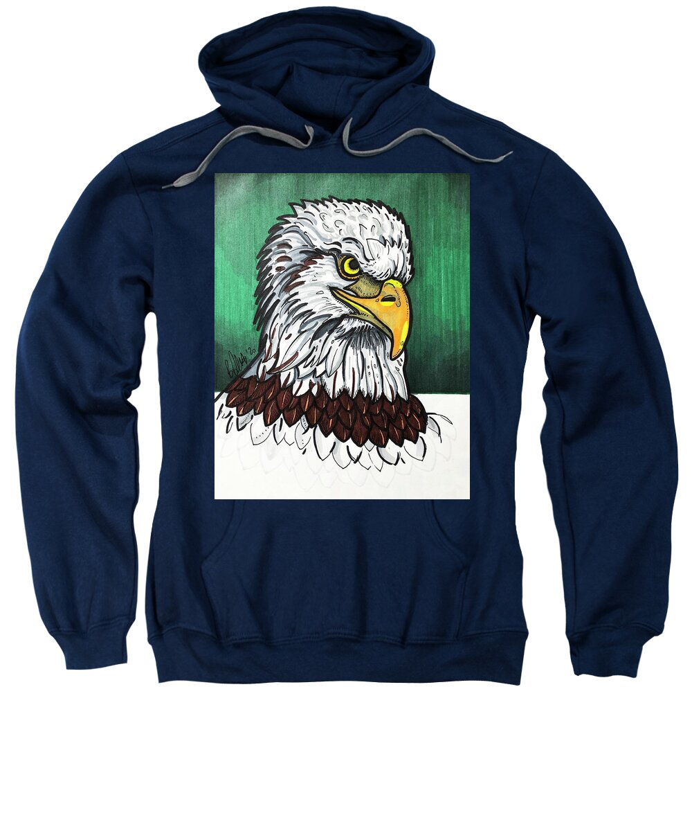 American Bald Eagle Sweatshirt featuring the drawing American Bald Eagle by Creative Spirit