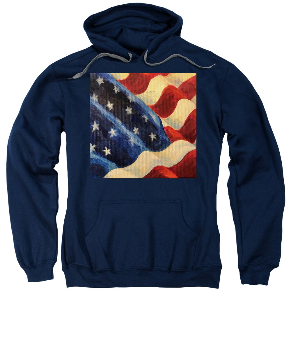 American Flag Sweatshirt featuring the painting American Flag by Sherrell Rodgers