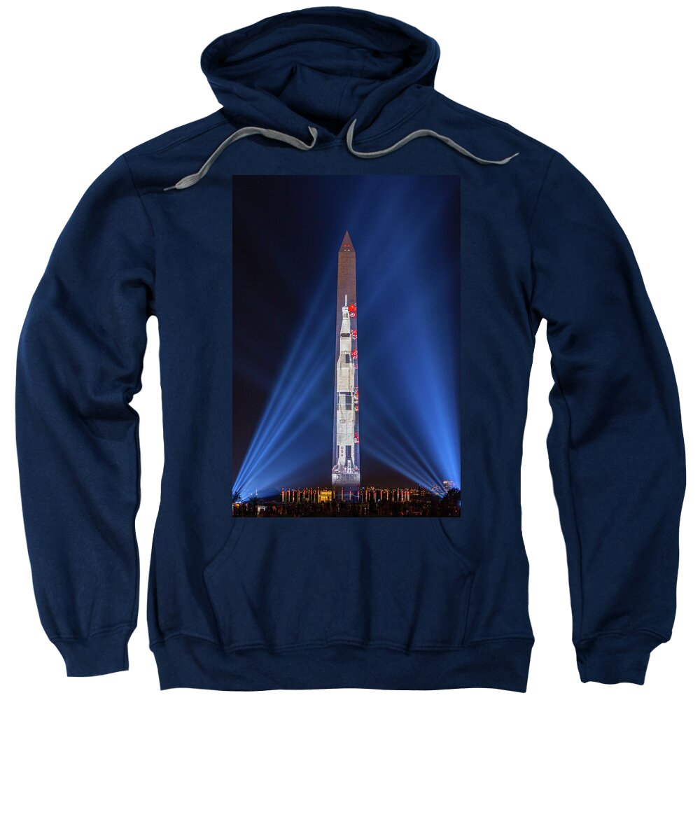 National Mall Sweatshirt featuring the photograph Apollo 11 on Washington Monument by SR Green