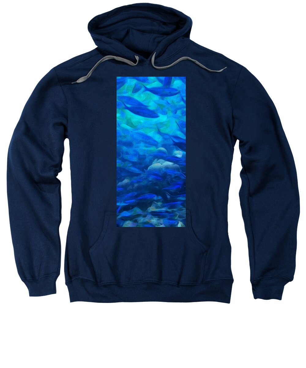 Fish Sweatshirt featuring the painting Aquamarine by Piper Art Design