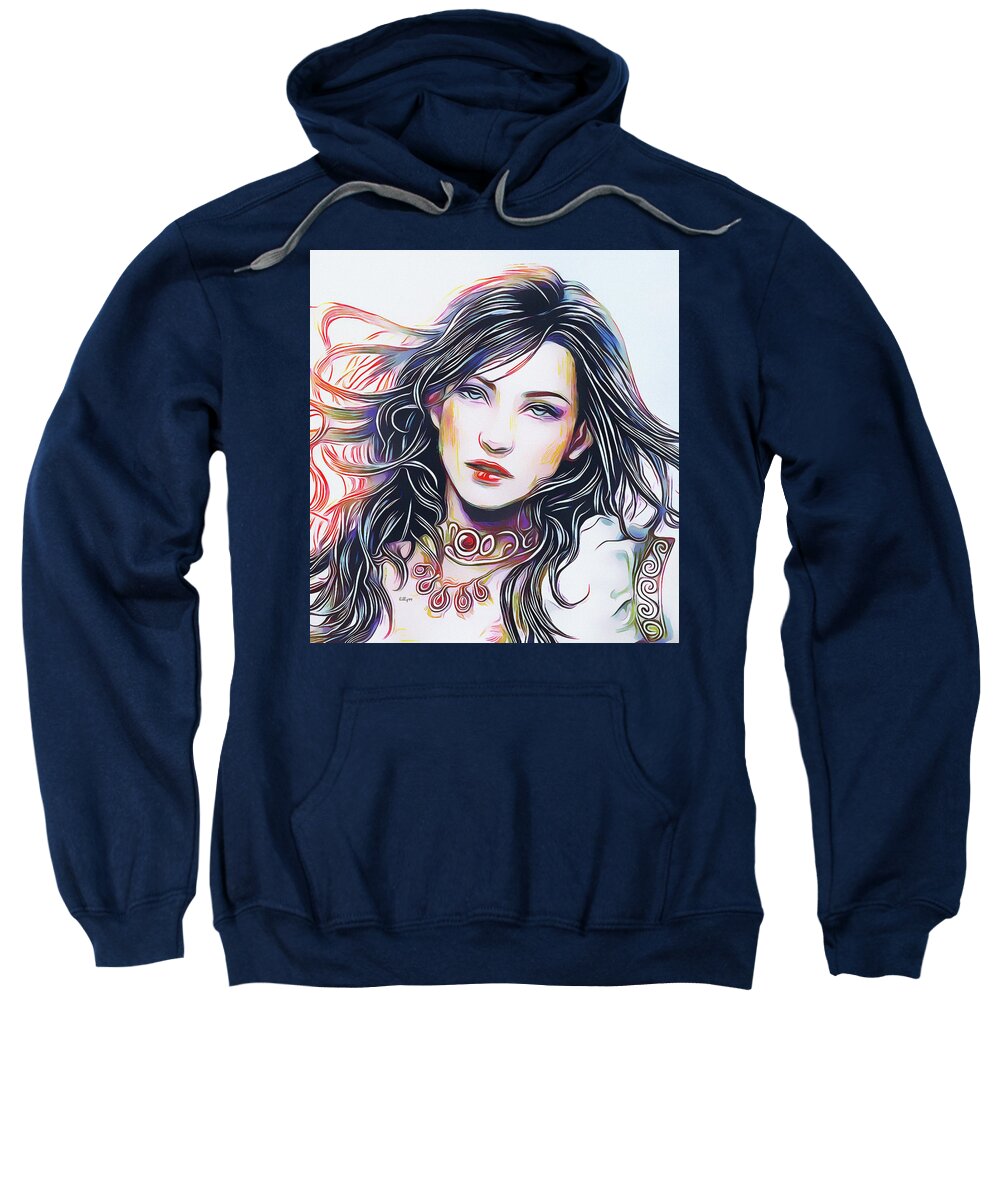 Watercolor Sweatshirt featuring the painting Asian girl 2 by Nenad Vasic