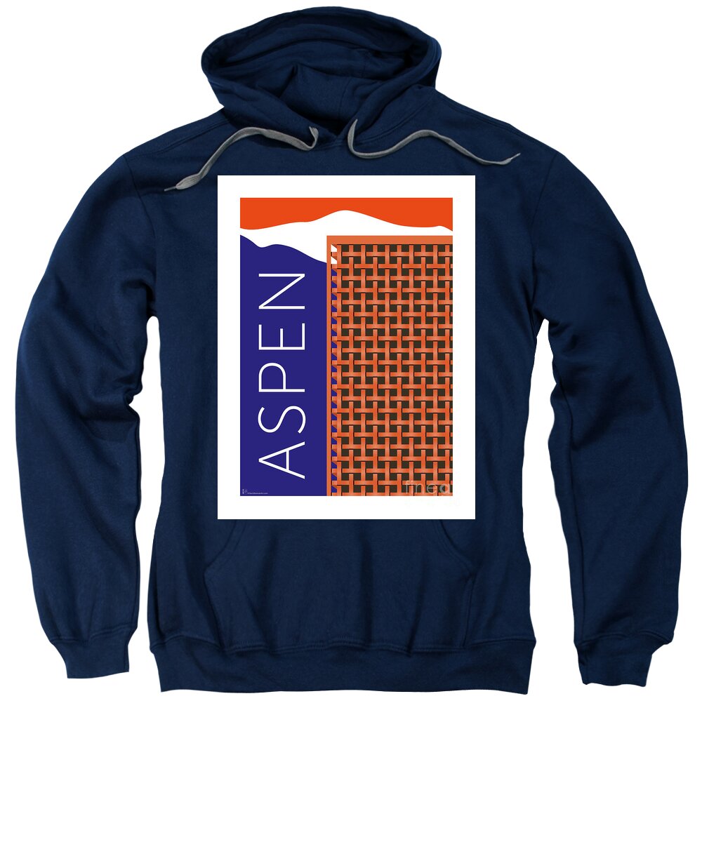 Aspen Art Museum Aspen Colorado Sweatshirt featuring the digital art Aspen Art Museum - Orange by Sam Brennan