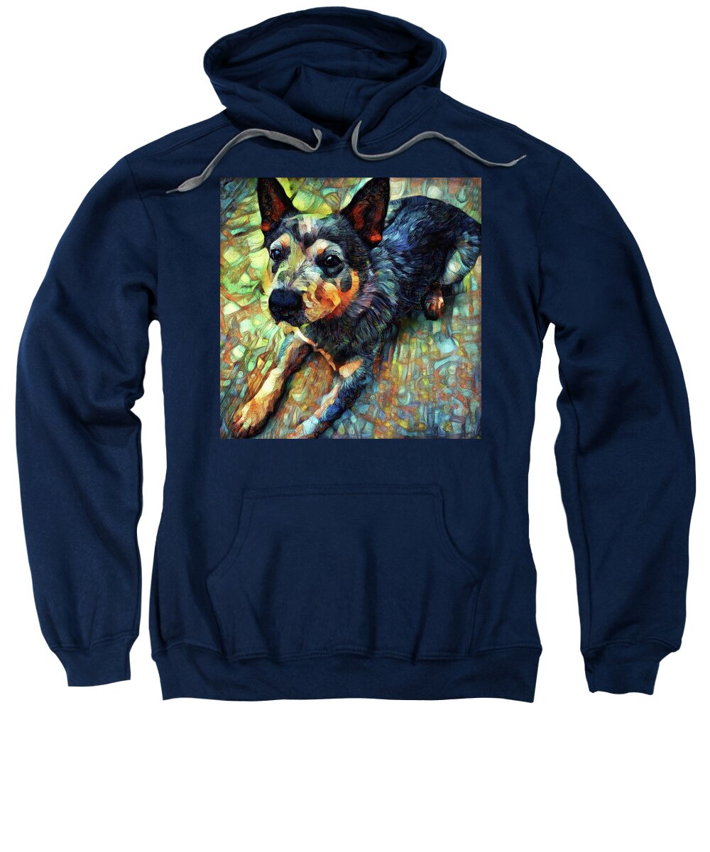 Australian Cattle Dog Sweatshirt featuring the digital art Australian Cattle Dog - Blue Heeler by Peggy Collins