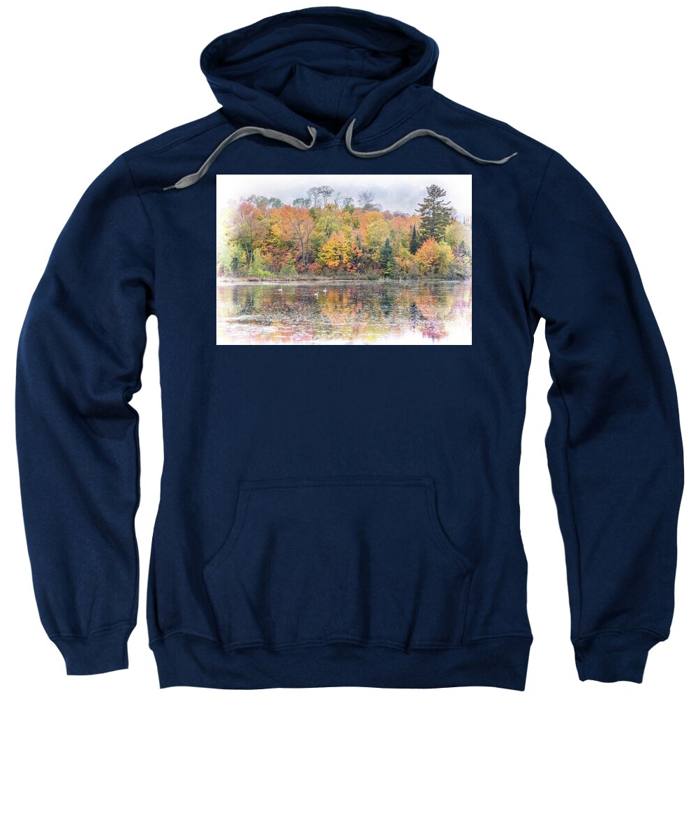 Landscape Sweatshirt featuring the photograph Autumn Swan Lake by Patti Deters