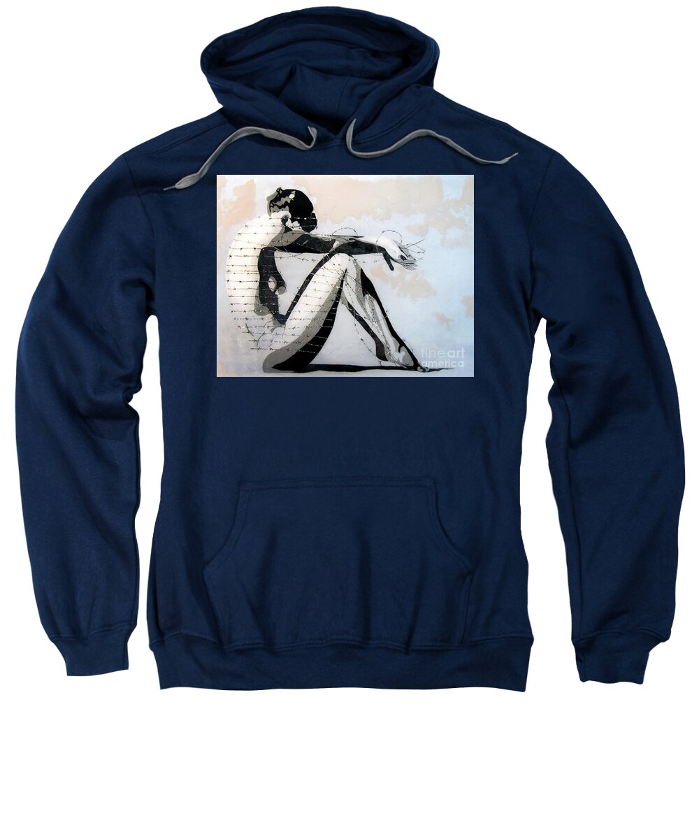 Denise Sweatshirt featuring the painting Barbed by Denise Deiloh