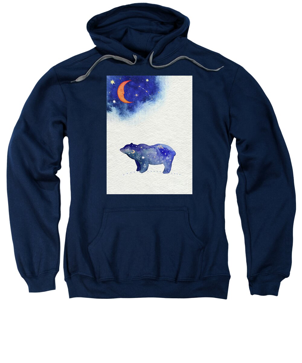 Bear And Moon Sweatshirt featuring the painting Bear And Moon by Garden Of Delights