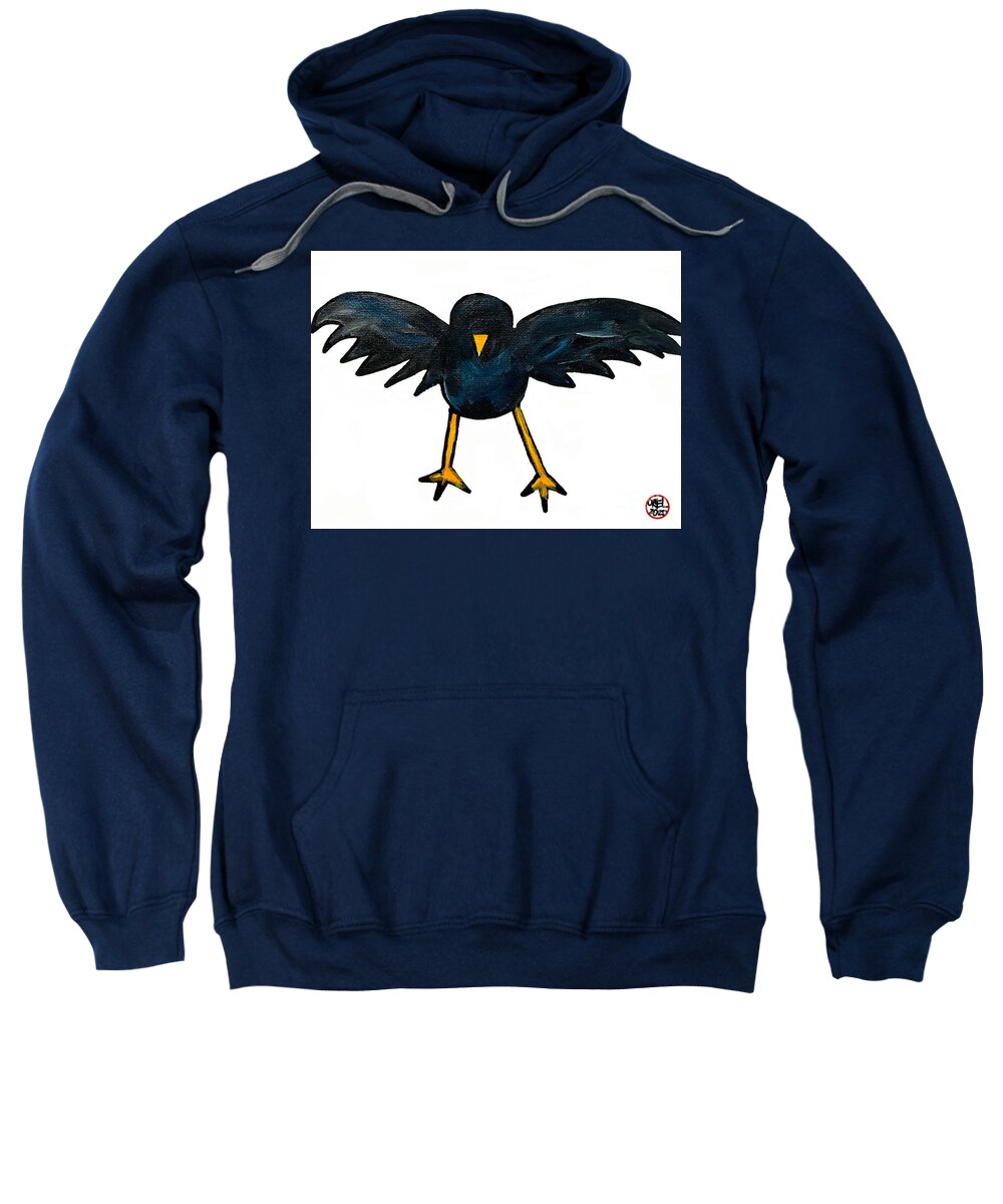  Sweatshirt featuring the painting Black Bird by Oriel Ceballos