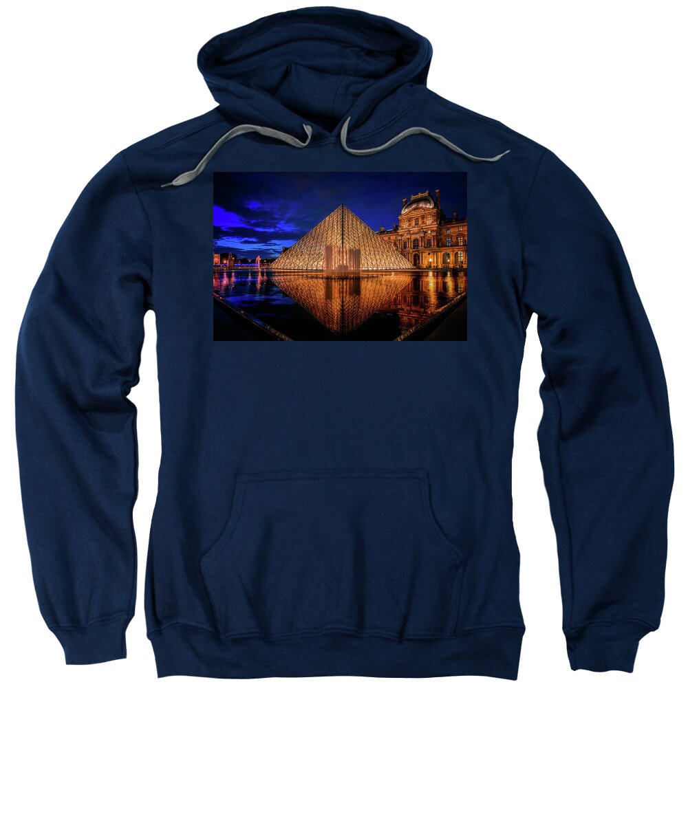 Blue Hour Sweatshirt featuring the photograph Blue Hour at the Louvre by Kevin McClish