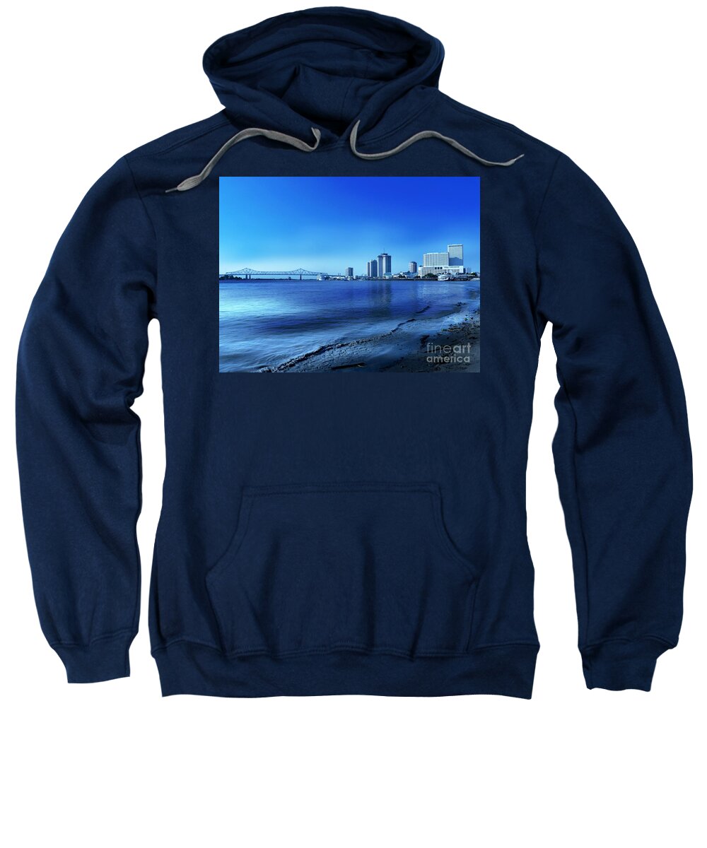 Blue Sweatshirt featuring the photograph Blue Hour at the Mississippi River by On da Raks