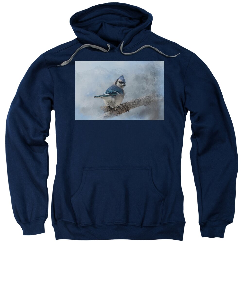 Songbird Sweatshirt featuring the photograph Blue Jay Peek by Patti Deters