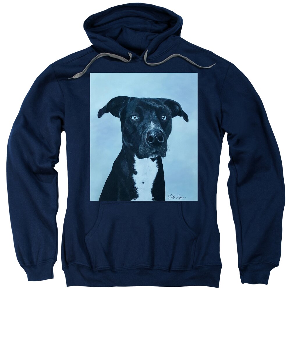 Dog Sweatshirt featuring the drawing Blue without You by Kelly Speros