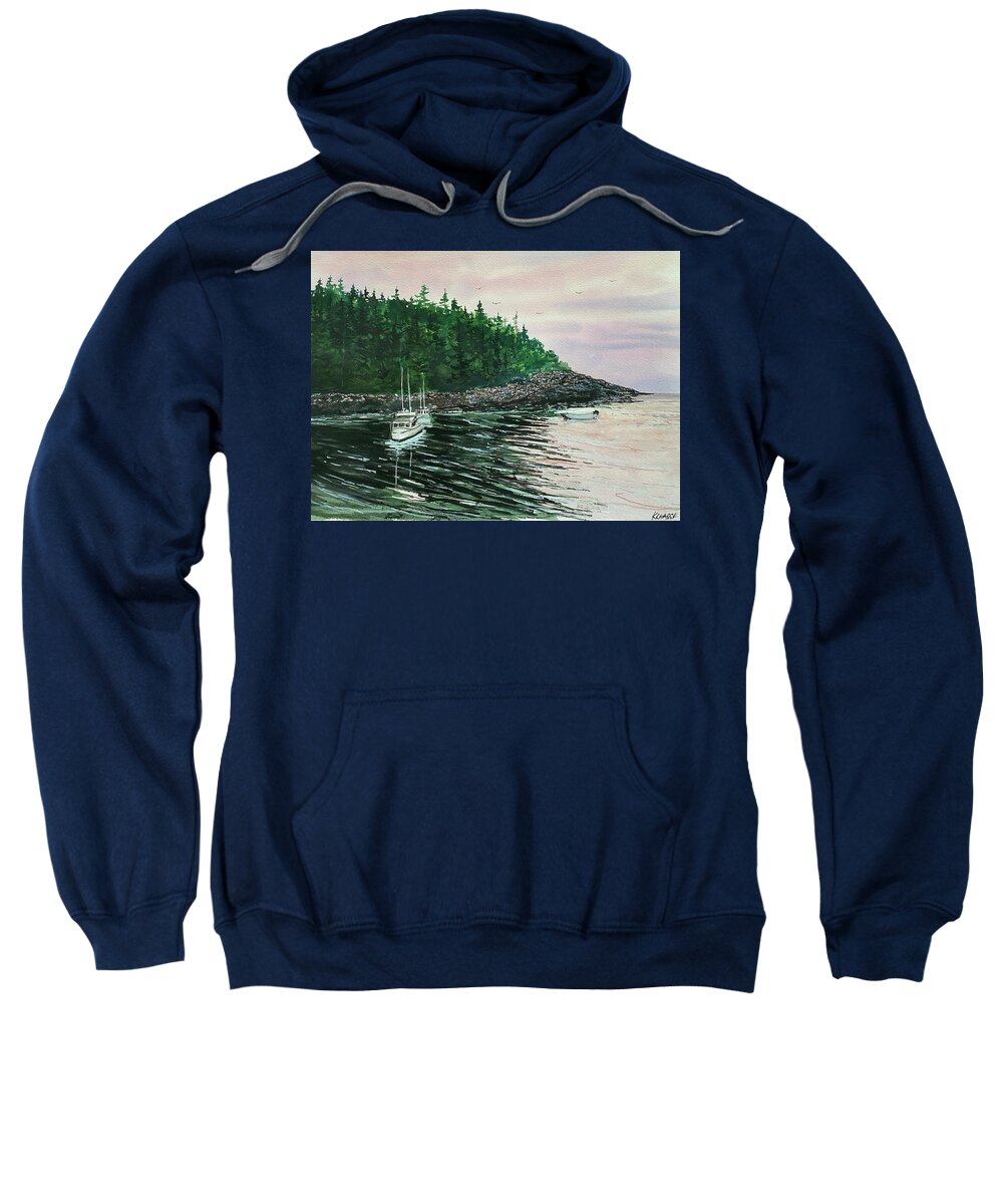 Acadia National Park Sweatshirt featuring the painting Bunker Harbor, Acadia Maine by Kellie Chasse