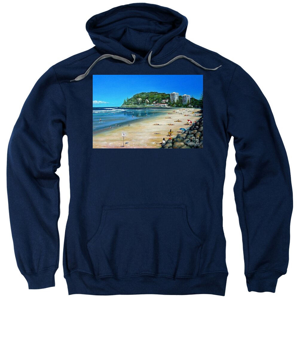 Beach Sweatshirt featuring the painting Burleigh Beach 100910 by Selena Boron