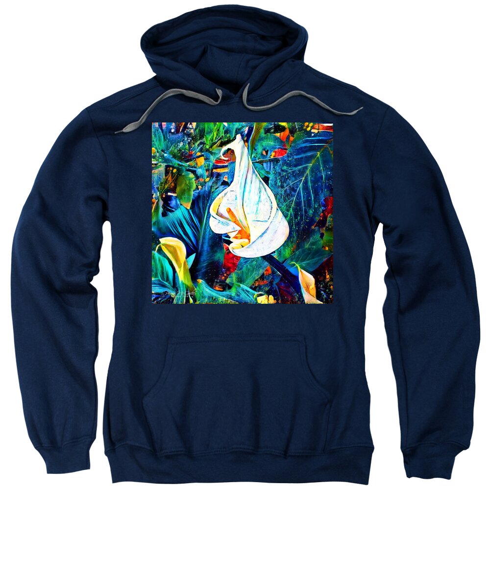 Semi-abstract Art Sweatshirt featuring the digital art Colourful Ice Cream Calla Lily by Pennie McCracken