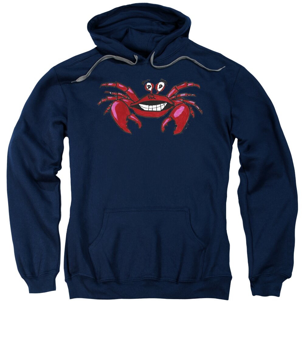 Crab Sweatshirt featuring the drawing Crabby But Happy by Ali Baucom