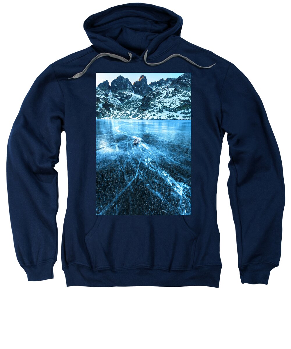 Bulgaria Sweatshirt featuring the photograph Cracks In the Ice by Evgeni Dinev