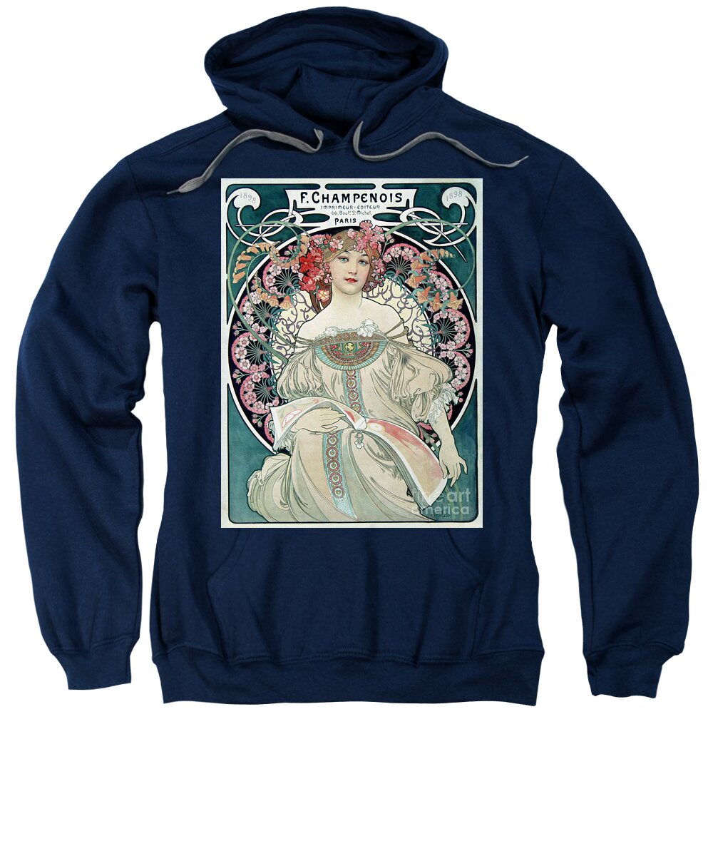 Daydream, 1898 Adult Pull-Over Hoodie by Alphonse Mucha - Granger