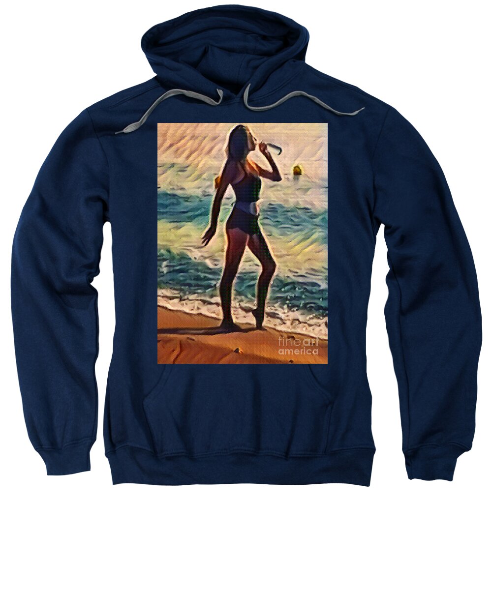 Fineartamerica Sweatshirt featuring the digital art Digitail painting beach by Yvonne Padmos