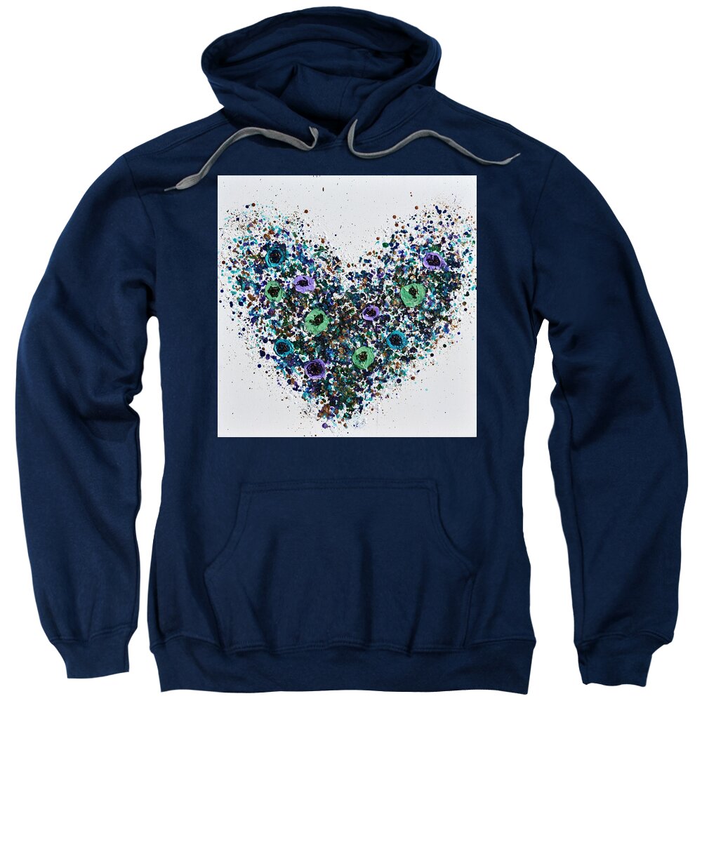 Heart Sweatshirt featuring the painting Flamboyant Heart by Amanda Dagg