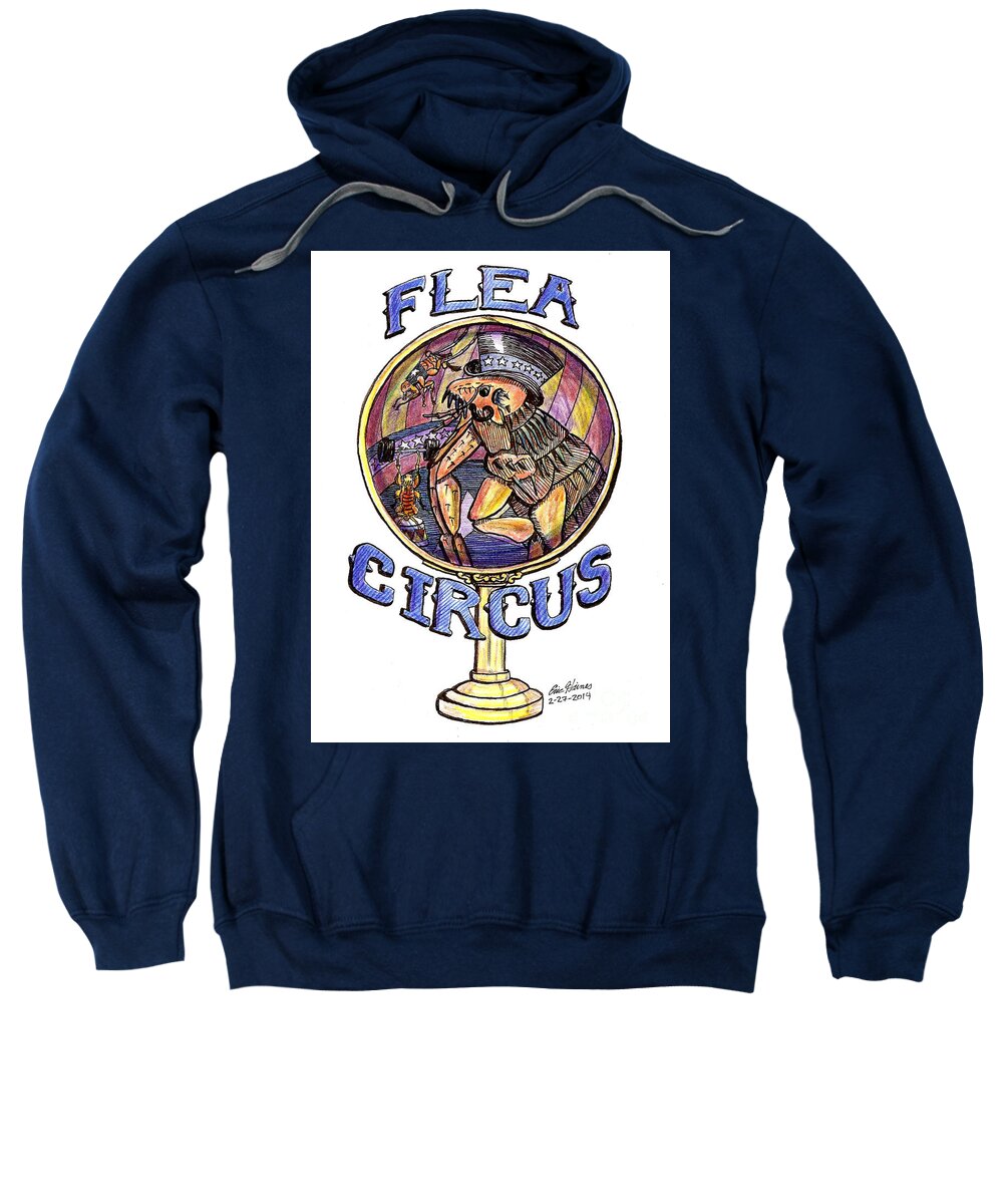 Flea Sweatshirt featuring the drawing Flea Circus by Eric Haines
