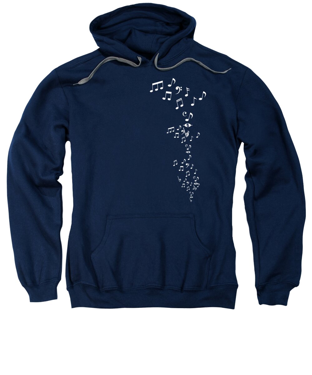 Flying Sweatshirt featuring the digital art Flying Notes White by Megan Miller