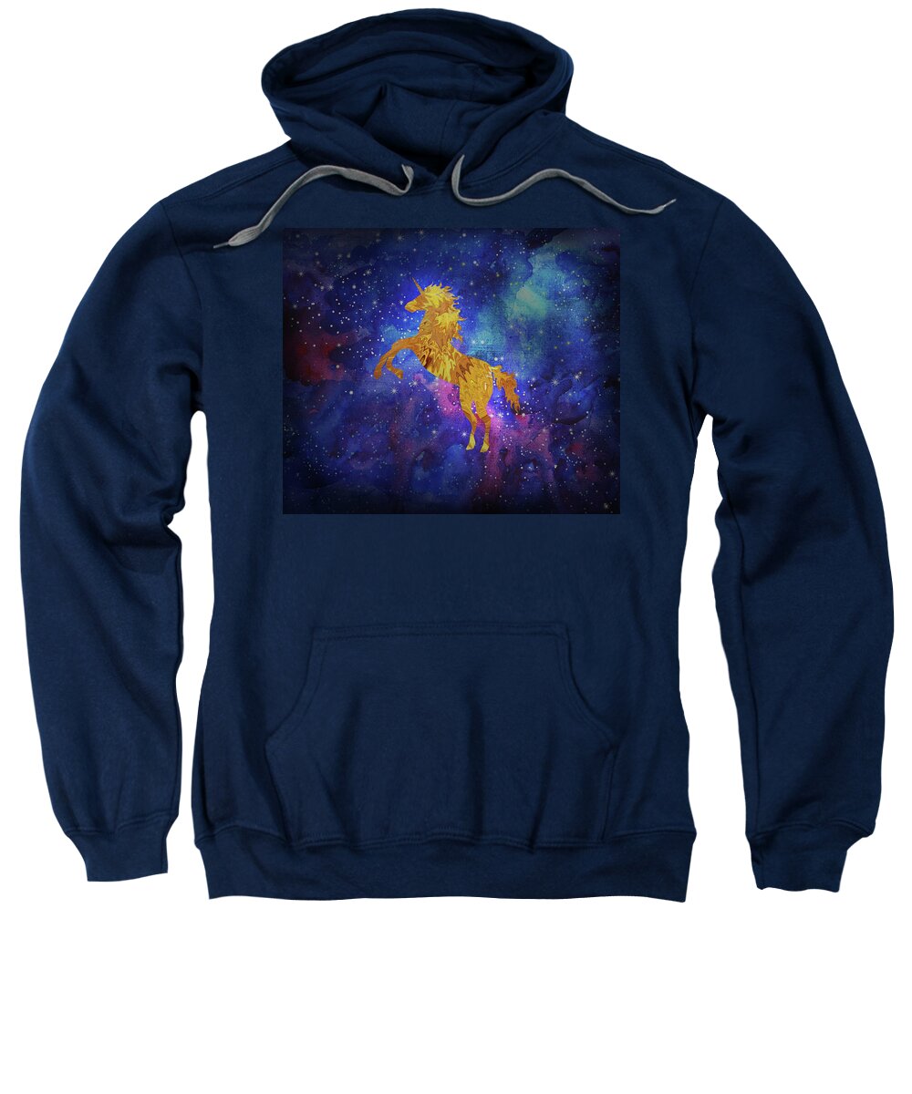 Pegasus Sweatshirt featuring the digital art Galaxy Unicorn by Sambel Pedes