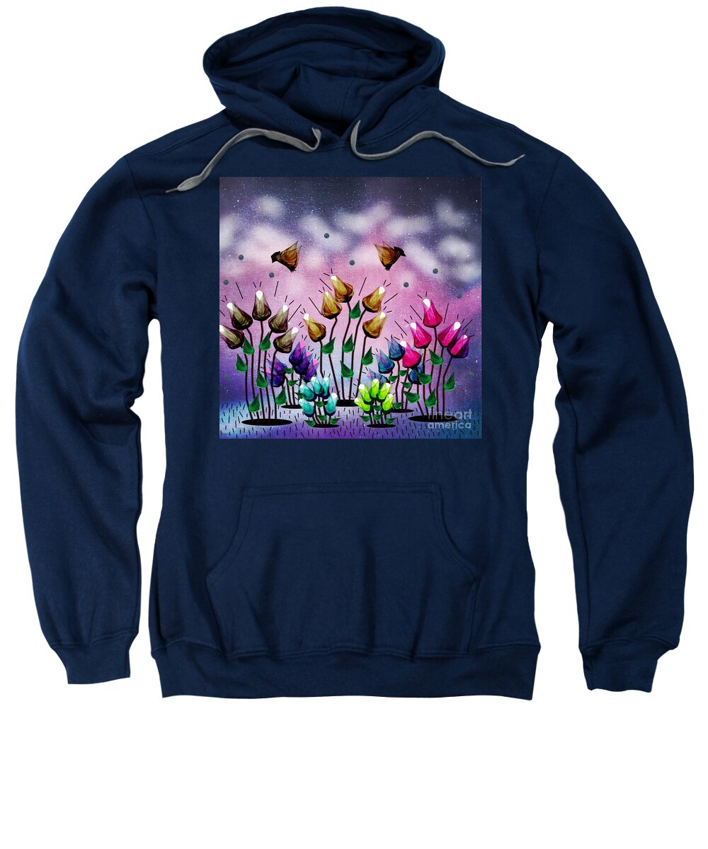 Digital Art Sweatshirt featuring the mixed media Garden Of Positive Thoughts by Diamante Lavendar
