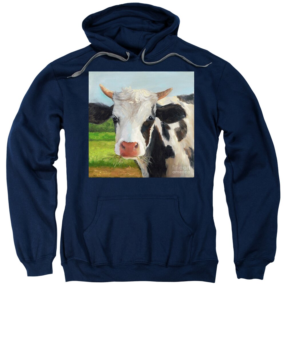 Cow Wall Art Sweatshirt featuring the painting Handel by Cheri Wollenberg