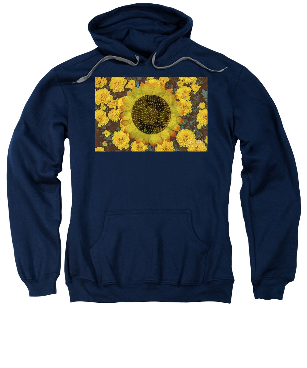 Season Sweatshirt featuring the digital art Happy Sunflower by Susan Vineyard
