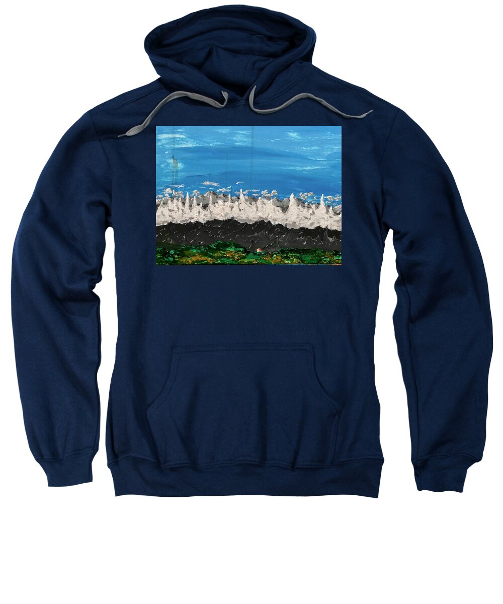 Mountains Sweatshirt featuring the painting Herahr Vale by Bethany Beeler