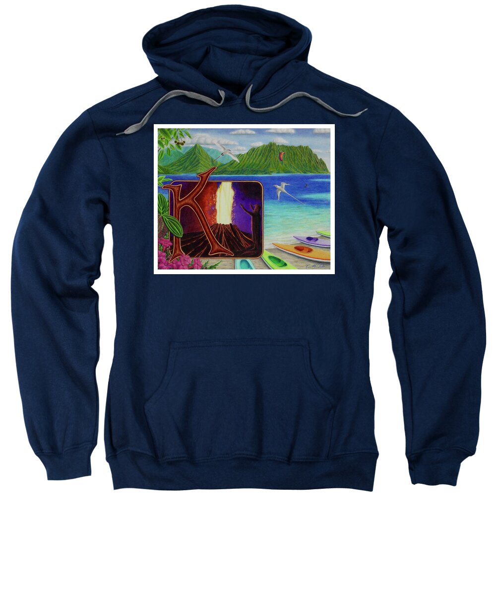 Kim Mcclinton Sweatshirt featuring the drawing K is for Kilauea by Kim McClinton