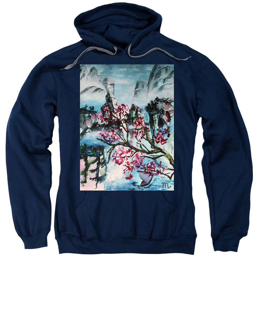 Beautiful Sweatshirt featuring the painting Lake Tales by Medea Ioseliani