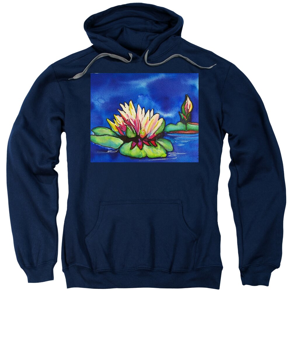 Lily Pad Sweatshirt featuring the painting Lily's Pad by Dale Bernard