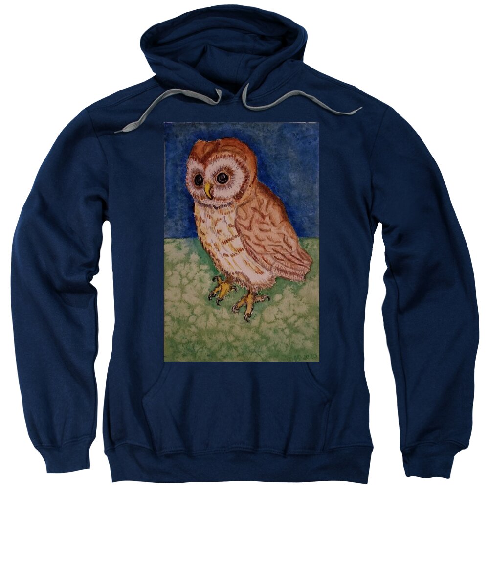 Animal Sweatshirt featuring the painting Little Owl after A. Durer by Vera Smith