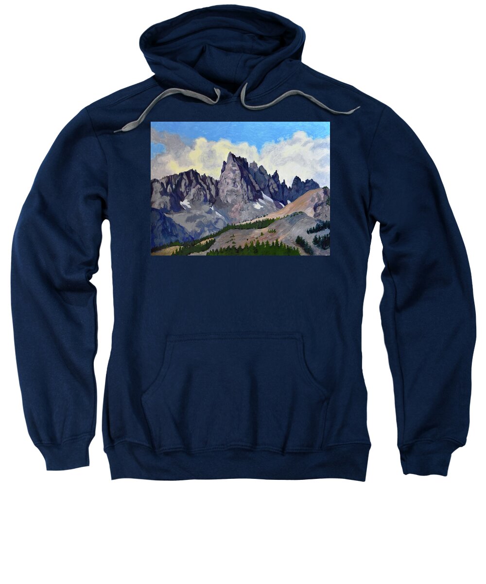 Landscape Sweatshirt featuring the painting Mammoth Minarets by Alice Leggett