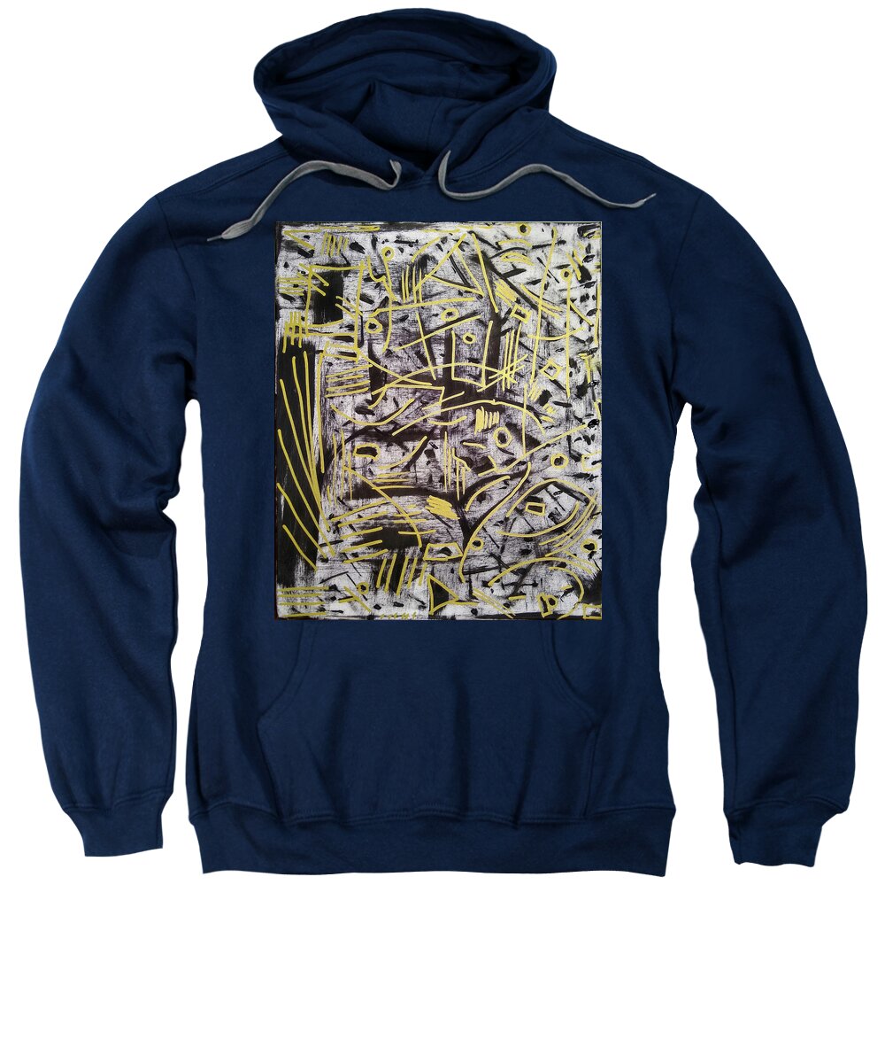 Abstract Sweatshirt featuring the painting Gold Markings by Pam O'Mara