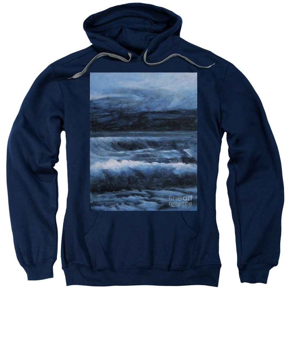 Seascape Sweatshirt featuring the painting Midnight Ocean by Jane See