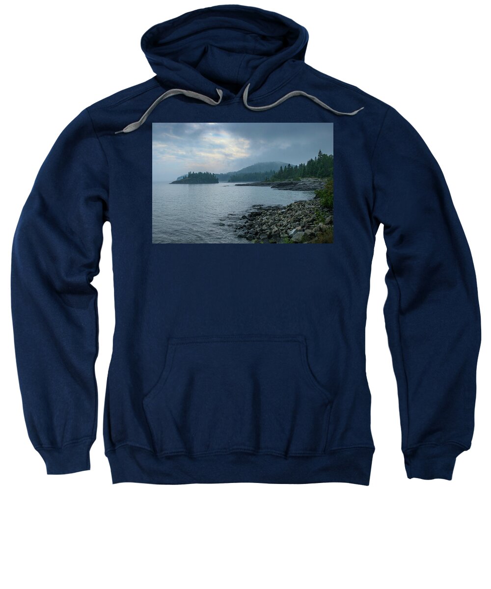 Mist Sweatshirt featuring the photograph Misty Morning on Lake Superior by Robert Carter