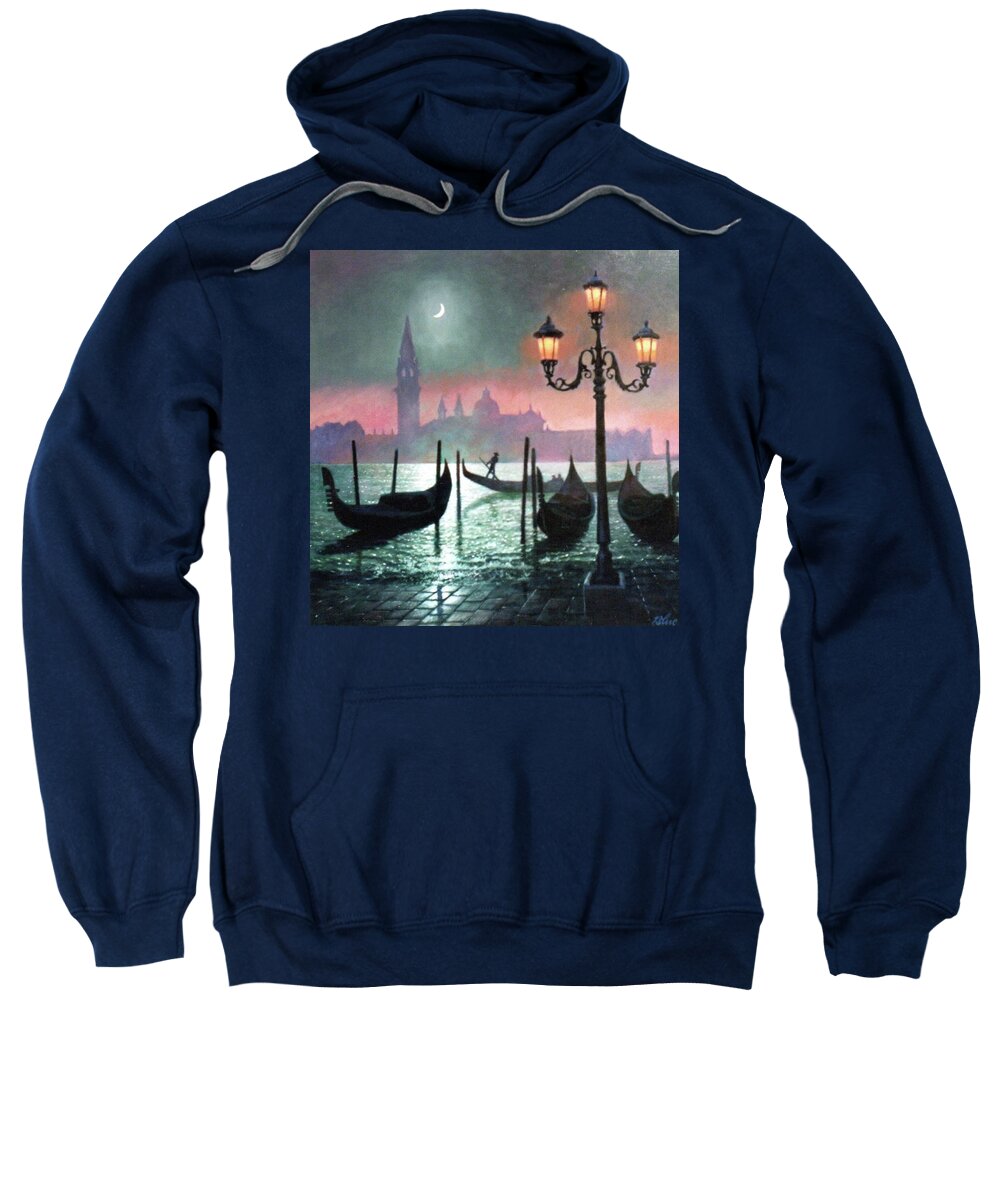 Venice Sweatshirt featuring the painting Moon over Venice by Blue Sky