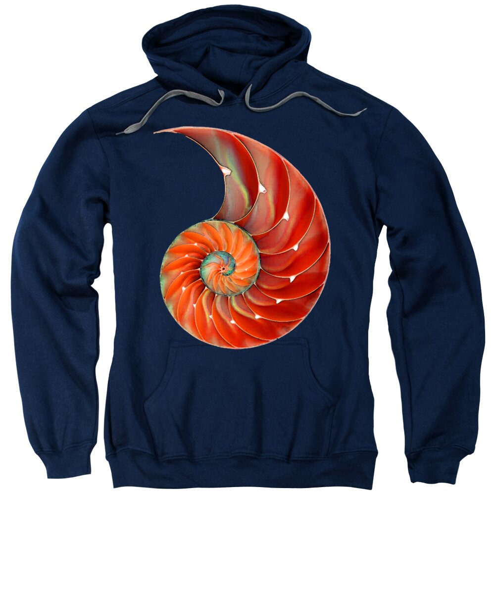 Nautilus Sweatshirt featuring the painting Nautilus Shell - Nature's Perfection by Sharon Cummings