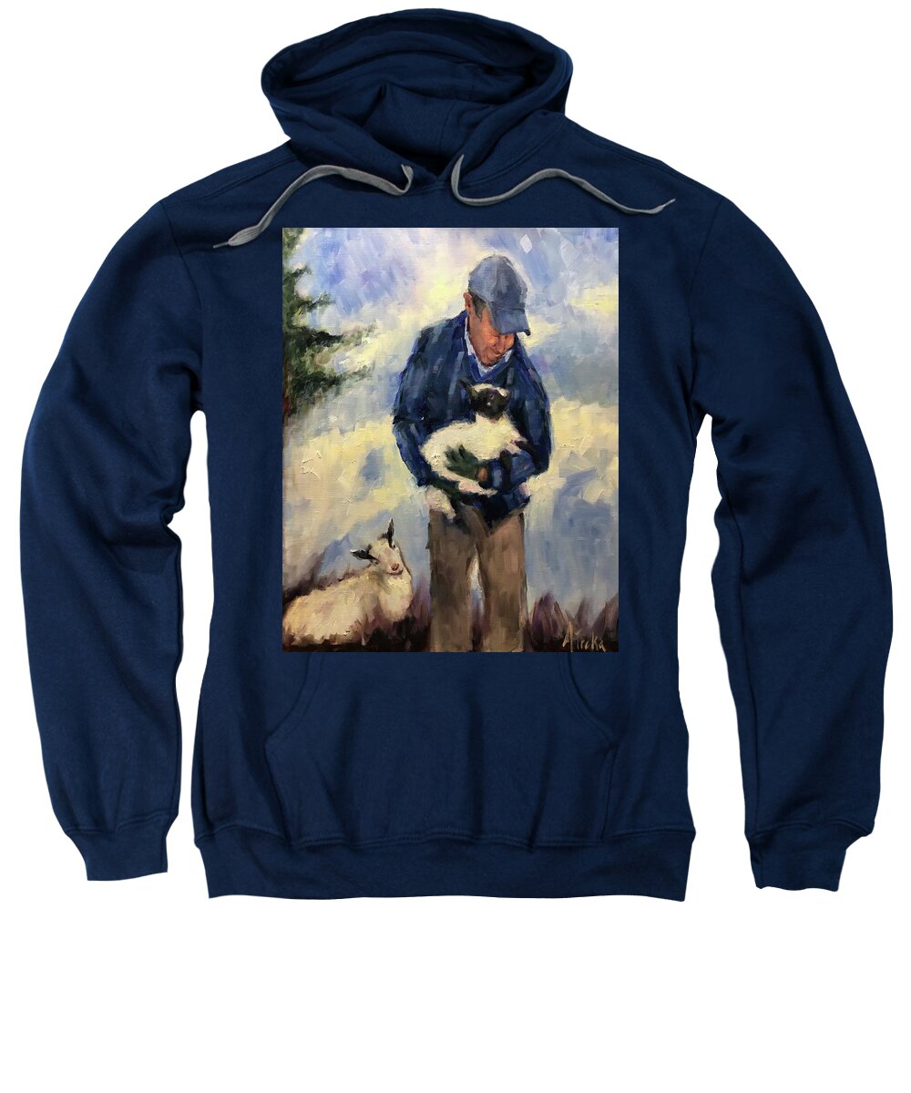 Man Sweatshirt featuring the painting Nurturing with love by Ashlee Trcka