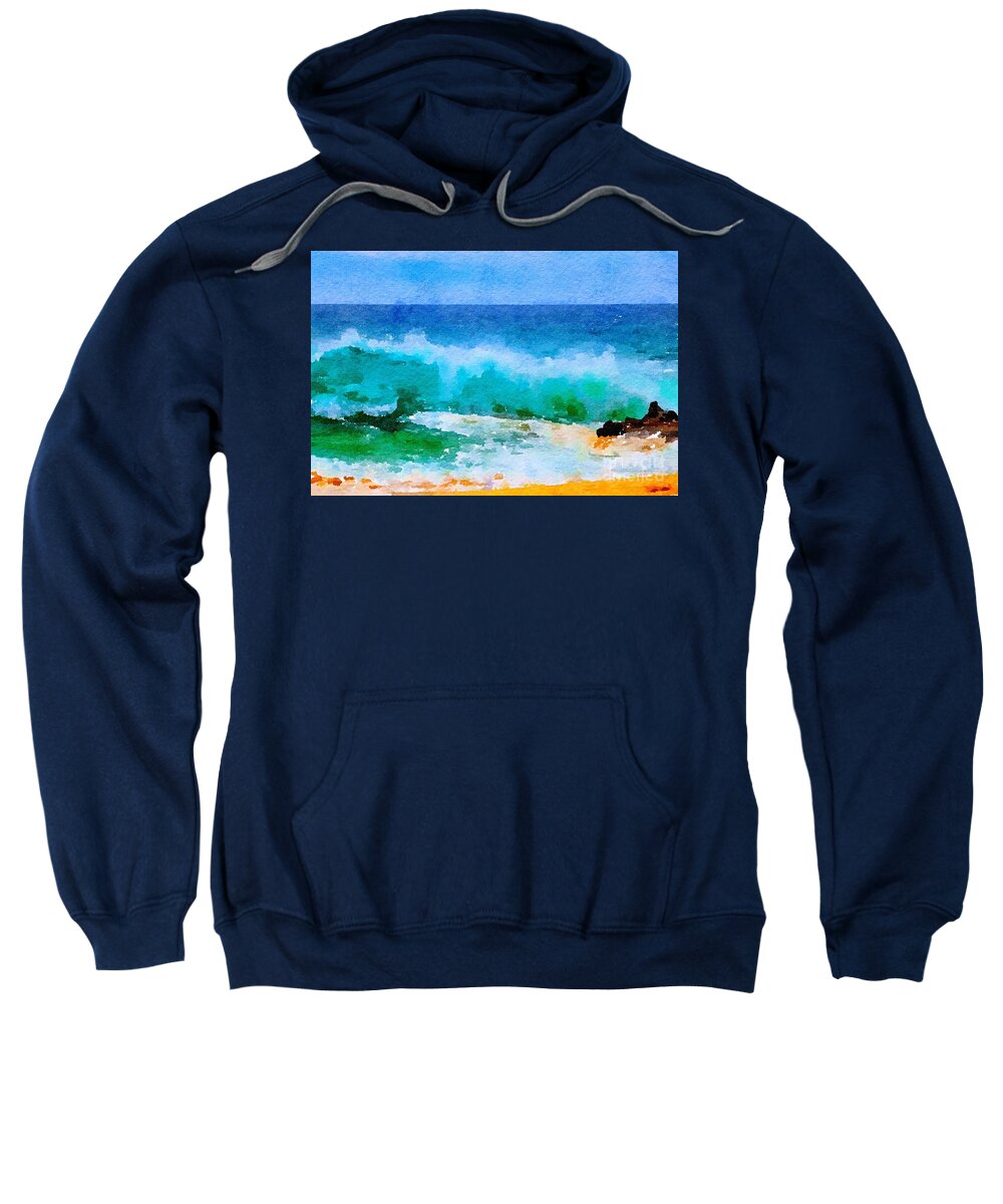 Ocean Sweatshirt featuring the photograph Ocean wave watercolor by Theresa D Williams