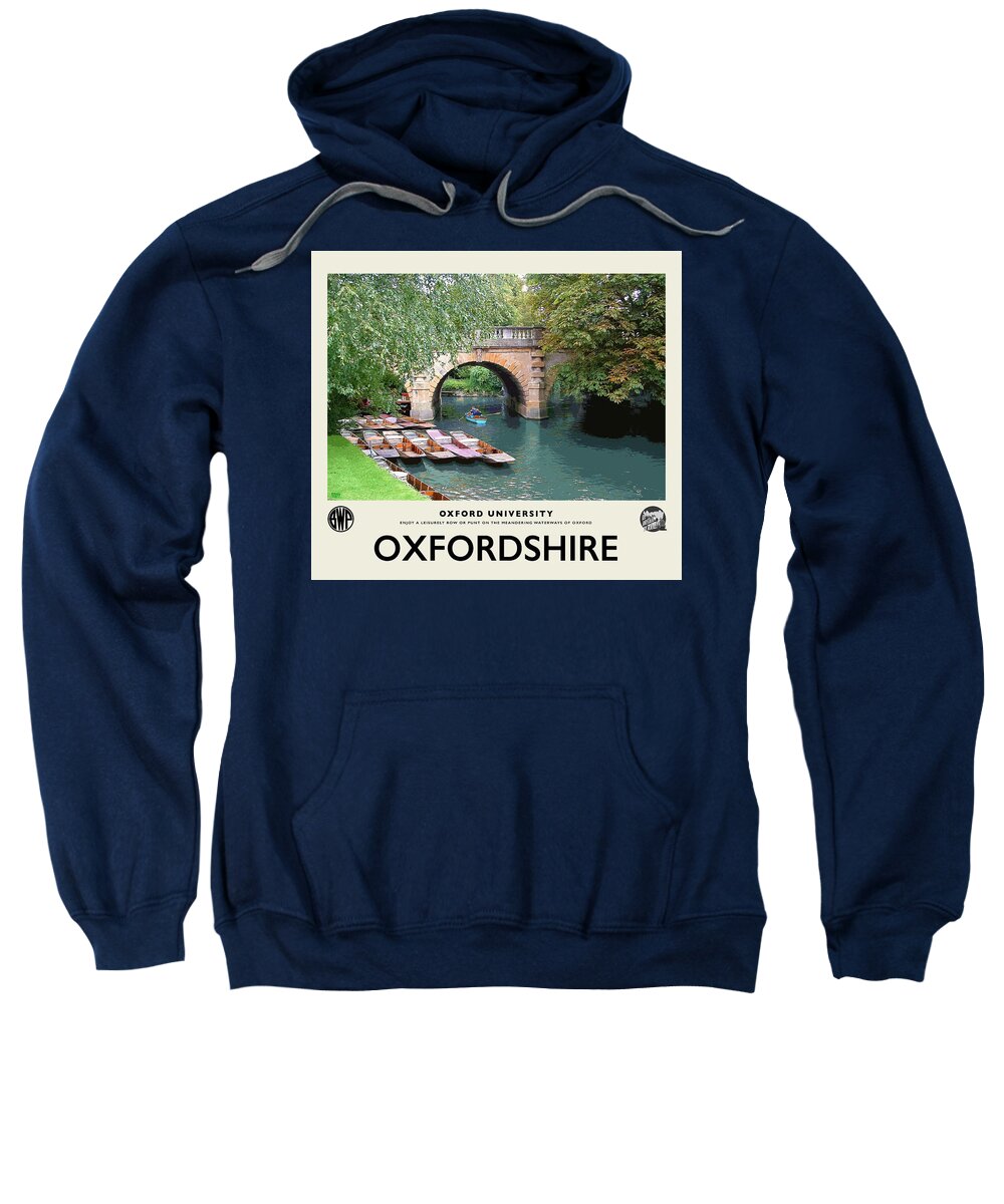 Oxford University Sweatshirt featuring the photograph Oxford Rowing Punting Cream Railway Poster by Brian Watt